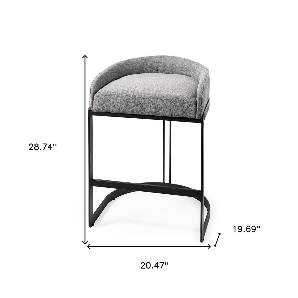29" Gray and Black Fabric and Metal Low Back Bar Chair