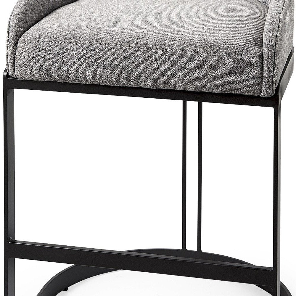 29" Gray and Black Fabric and Metal Low Back Bar Chair
