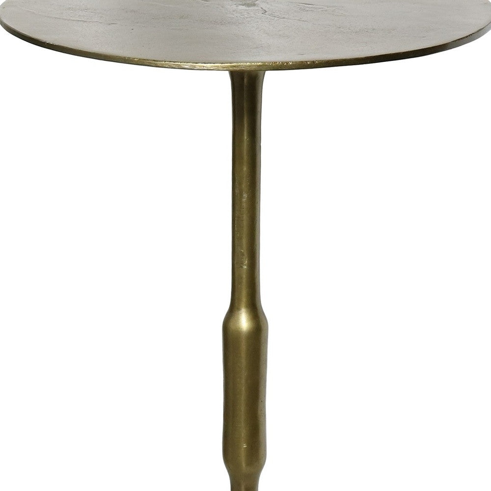 25" Brass Iron Round End Table