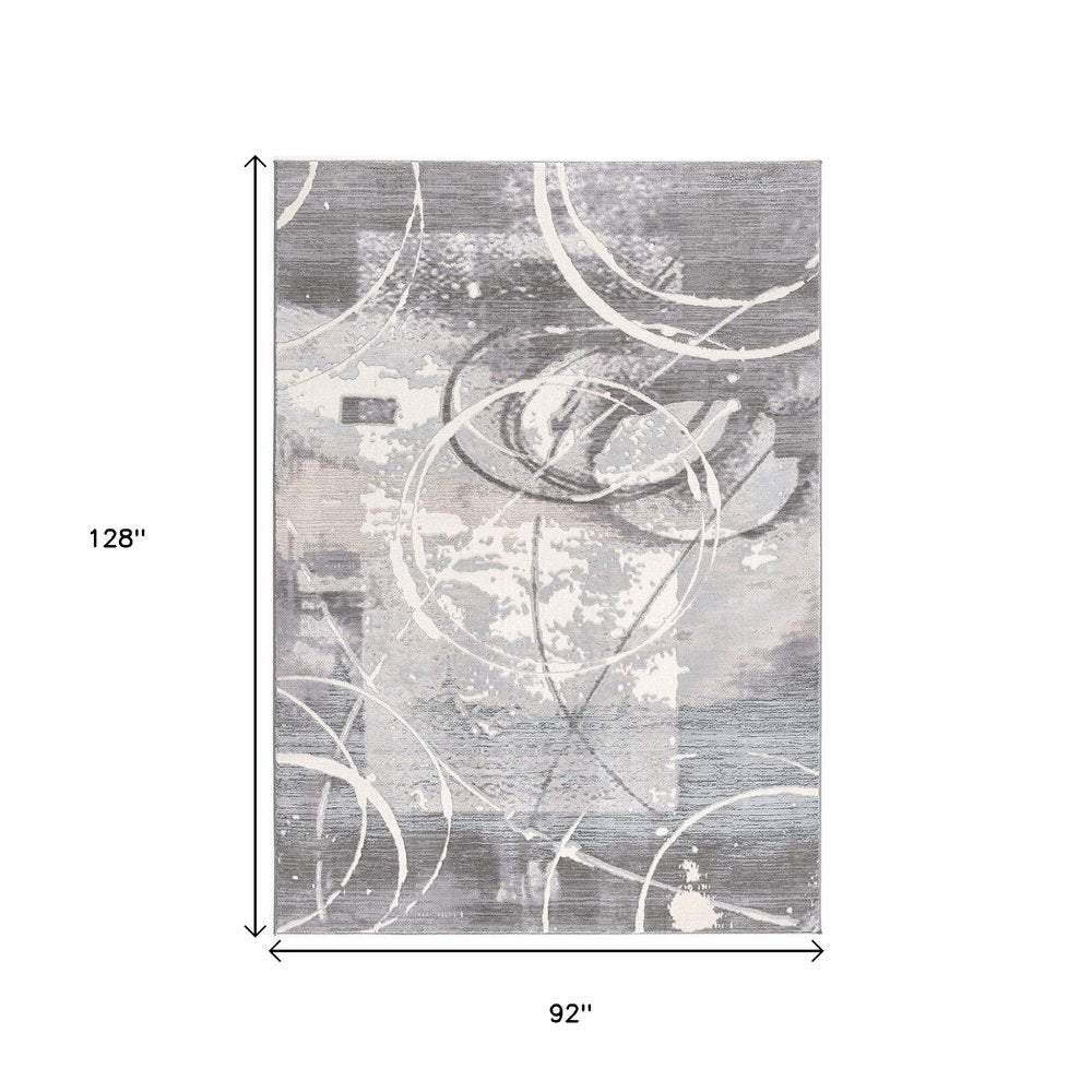 5' X 7' Gray Abstract Power Loom Area Rug