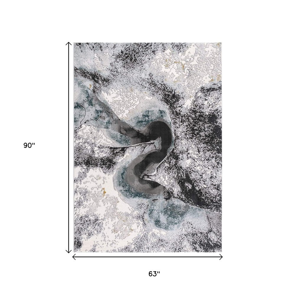 5' X 7' Gray Abstract Power Loom Area Rug