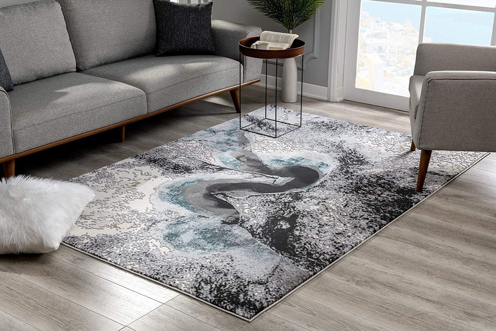 8' X 10' Gray Abstract Power Loom Area Rug