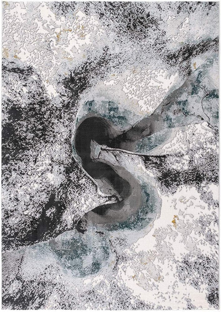 5' X 7' Gray Abstract Power Loom Area Rug