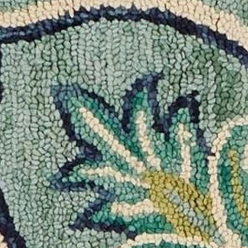 4' Blue And Green Wool Geometric Hand Tufted Round Rug