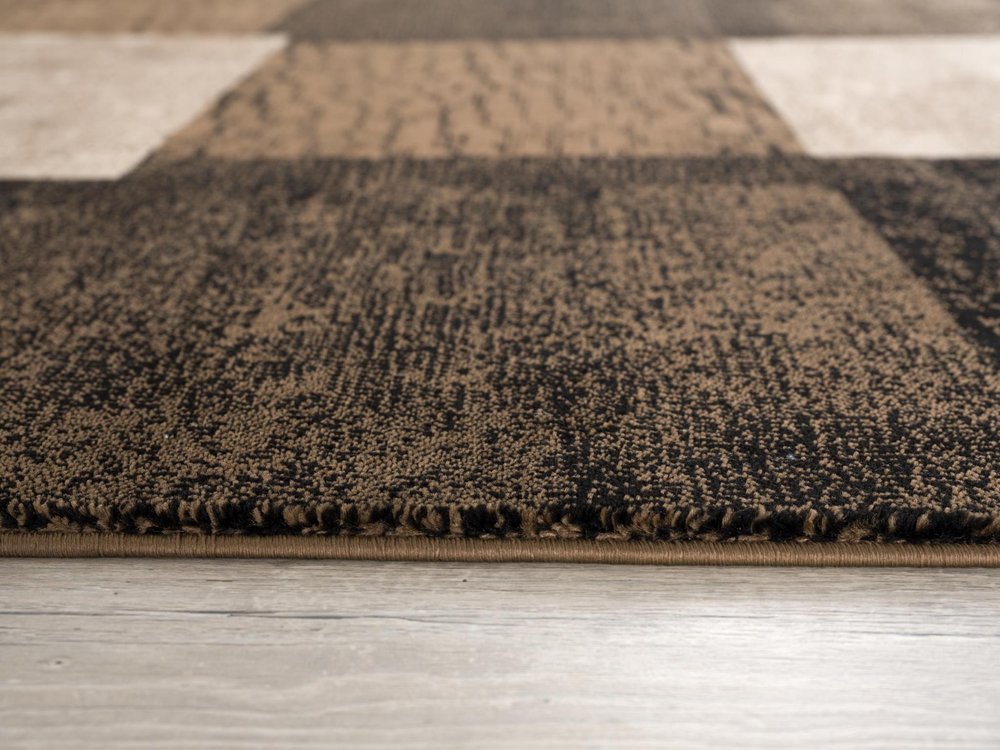 10' Brown Checkered Power Loom Runner Rug