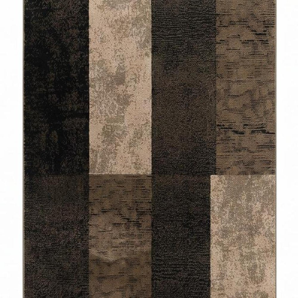 10' Brown Checkered Power Loom Runner Rug