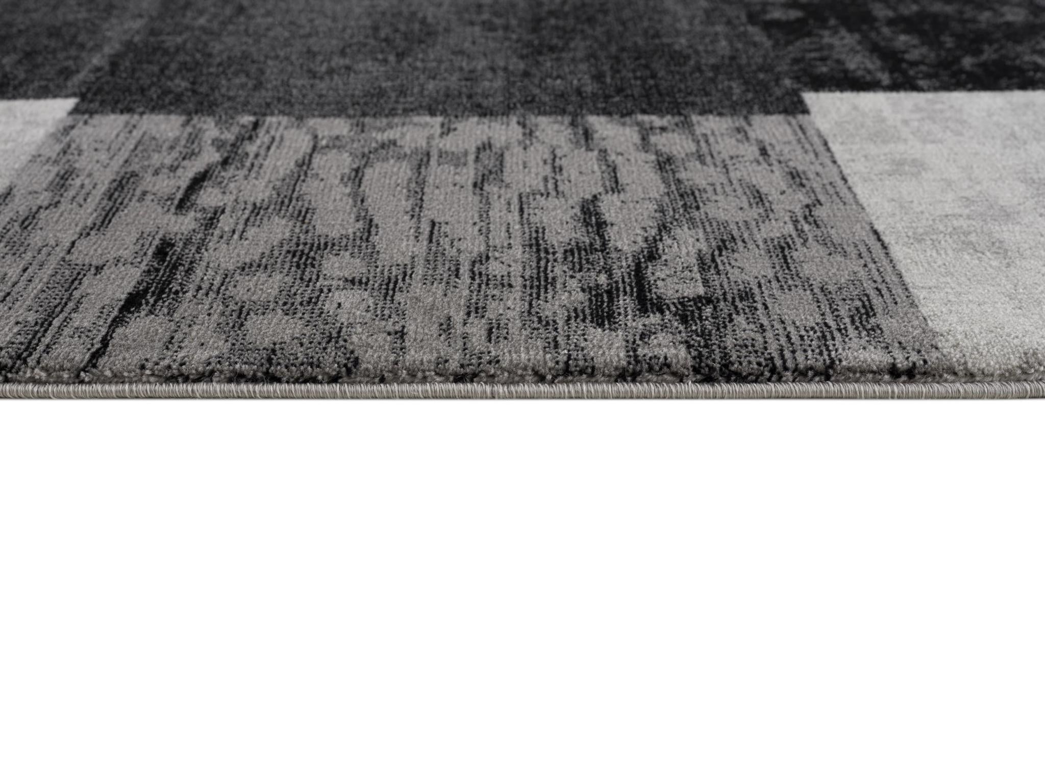 10' Gray Checkered Power Loom Runner Rug