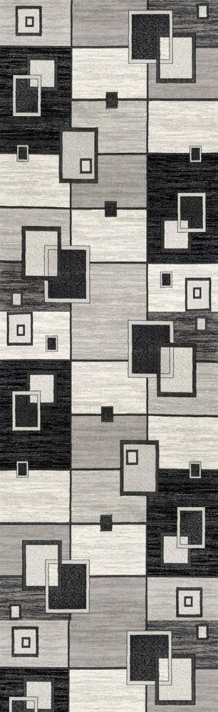 10' Gray Abstract Power Loom Runner Rug
