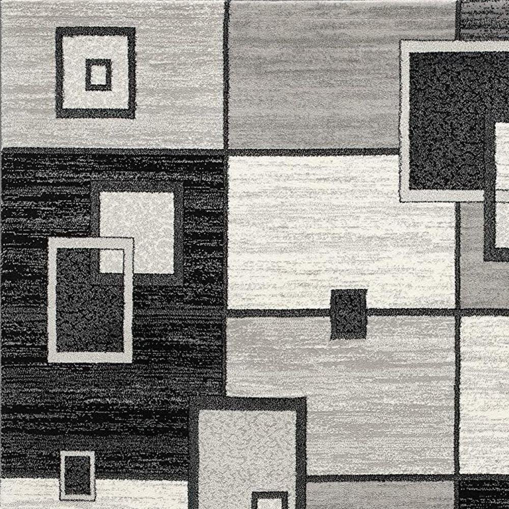 10' Gray Abstract Power Loom Runner Rug