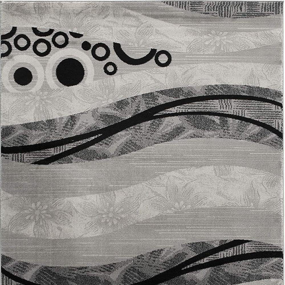 10' Gray Abstract Power Loom Runner Rug