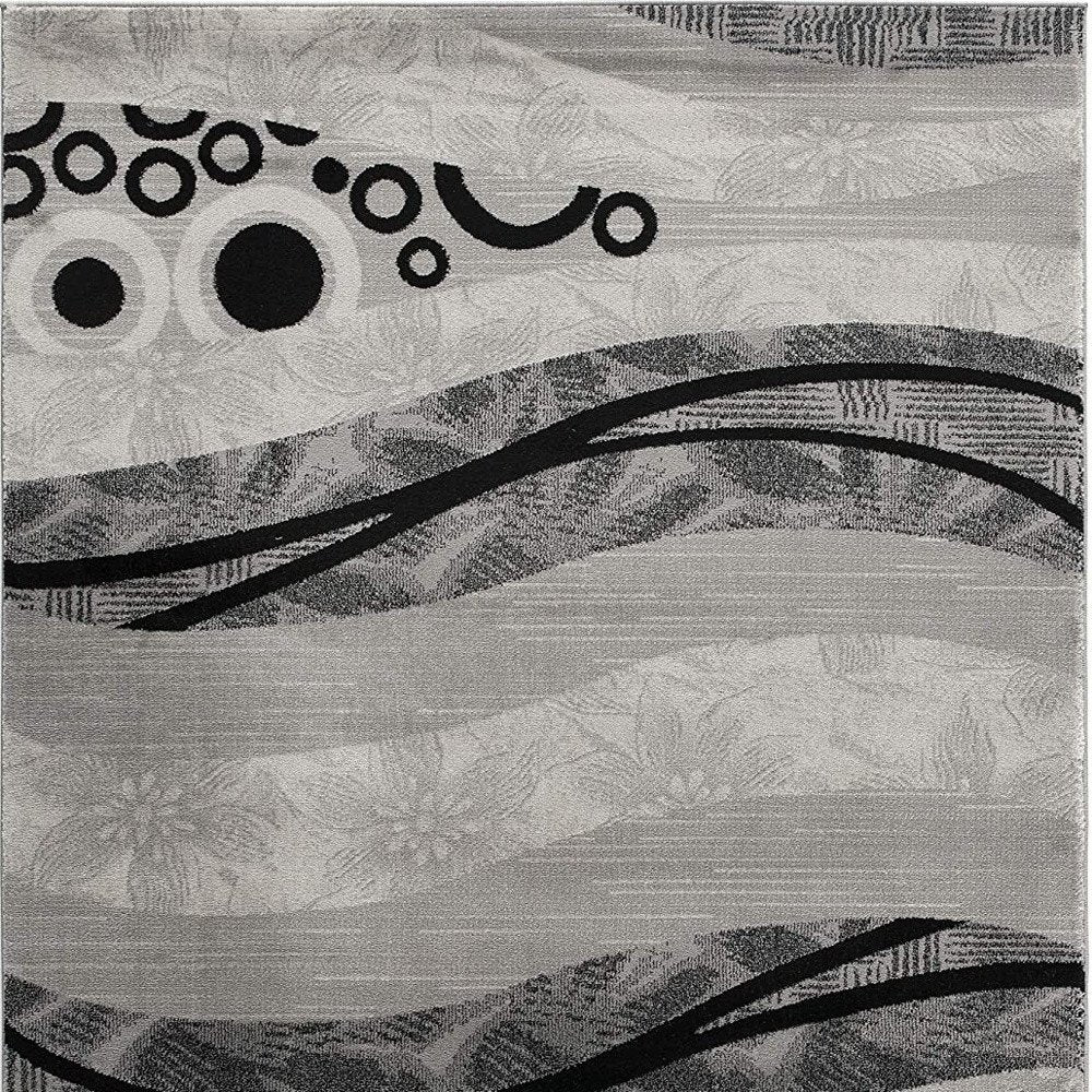 10' Gray Abstract Power Loom Runner Rug
