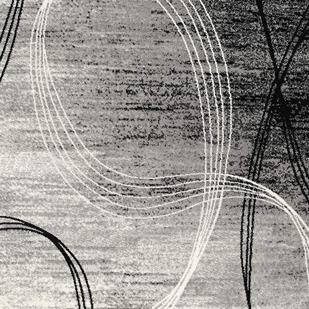 10' Gray Abstract Power Loom Runner Rug