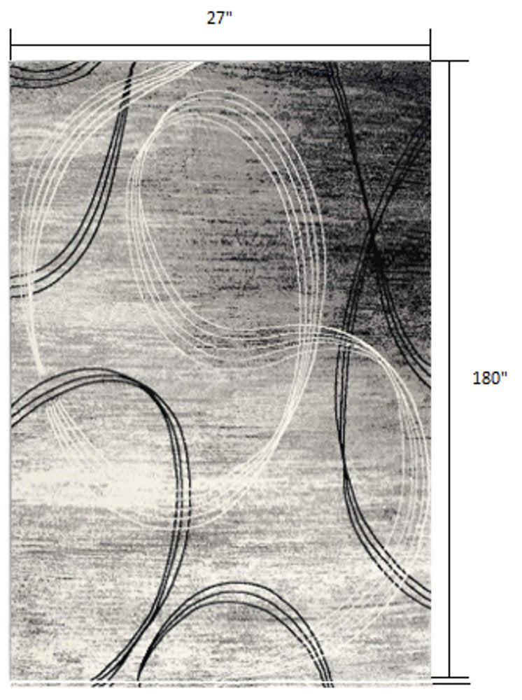 2' X 4' Gray Abstract Dhurrie Area Rug