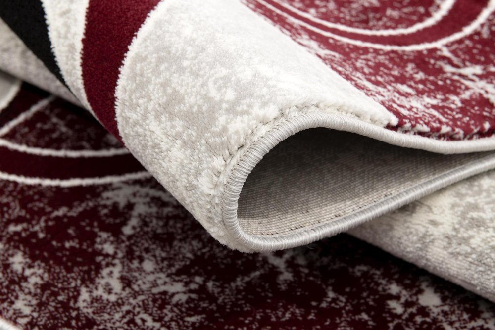 10' Red And White Abstract Runner Rug