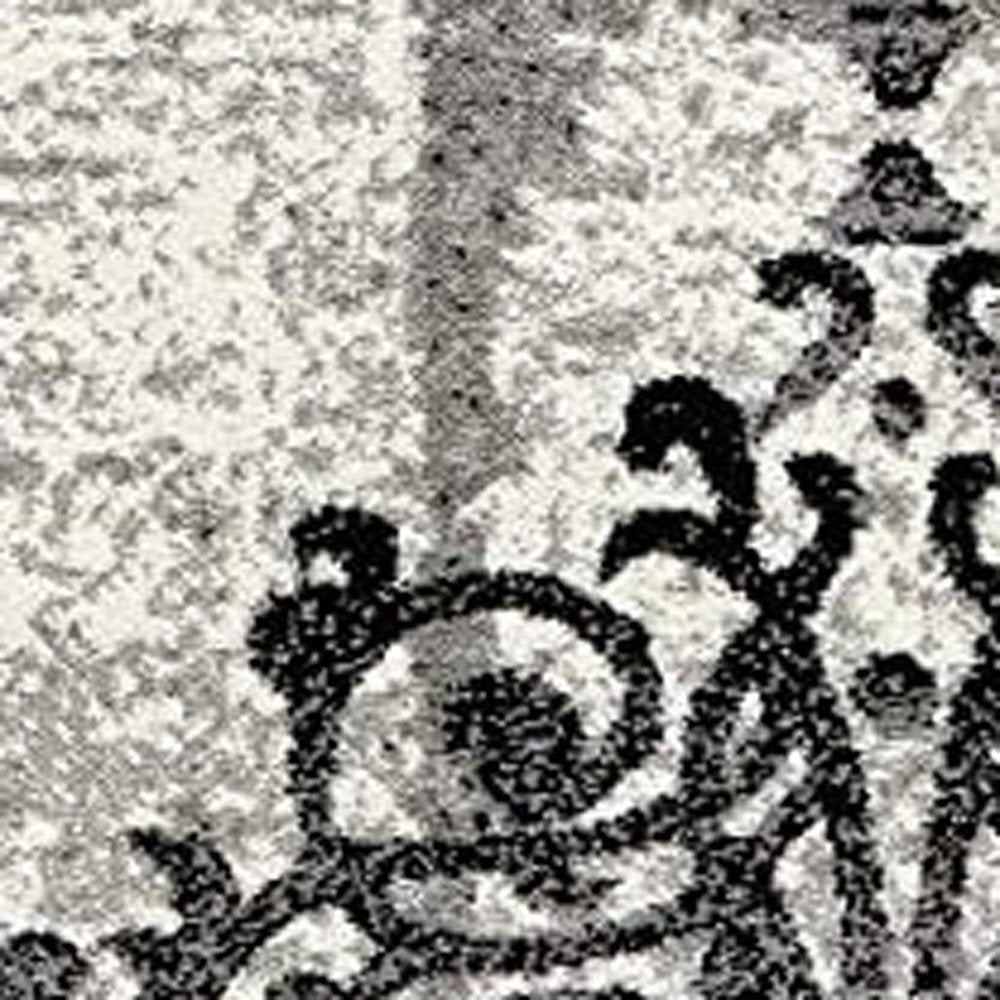 10' Gray Damask Dhurrie Runner Rug