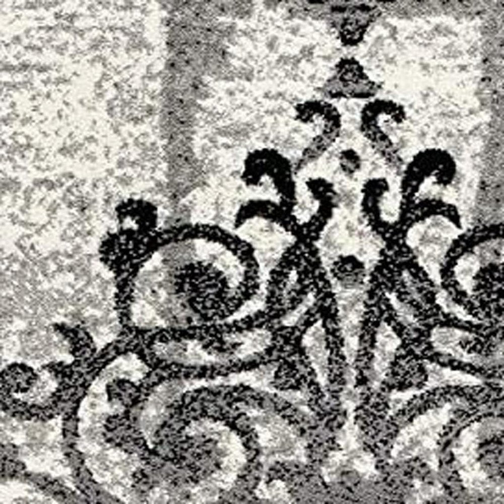 10' Gray Damask Dhurrie Runner Rug