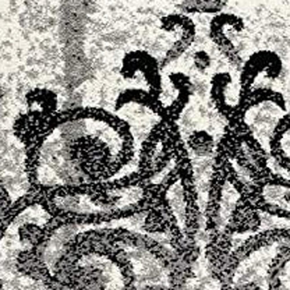 10' Gray Damask Dhurrie Runner Rug