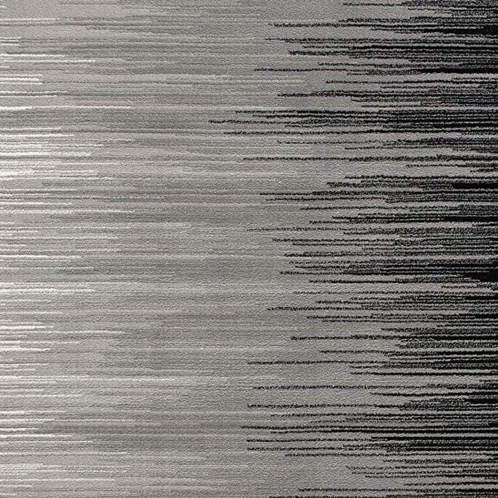 2' X 10' Black Transitional Striped Runner Rug