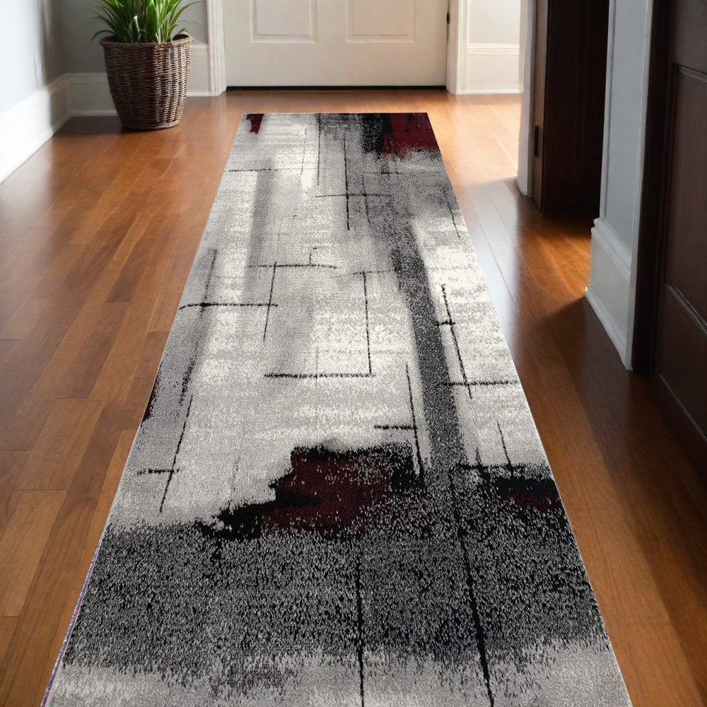 2' X 4' Gray Abstract Dhurrie Area Rug