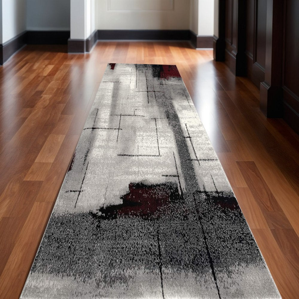 2' X 4' Gray Abstract Dhurrie Area Rug