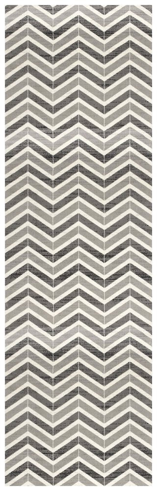 10' Gray Chevron Power Loom Runner Rug