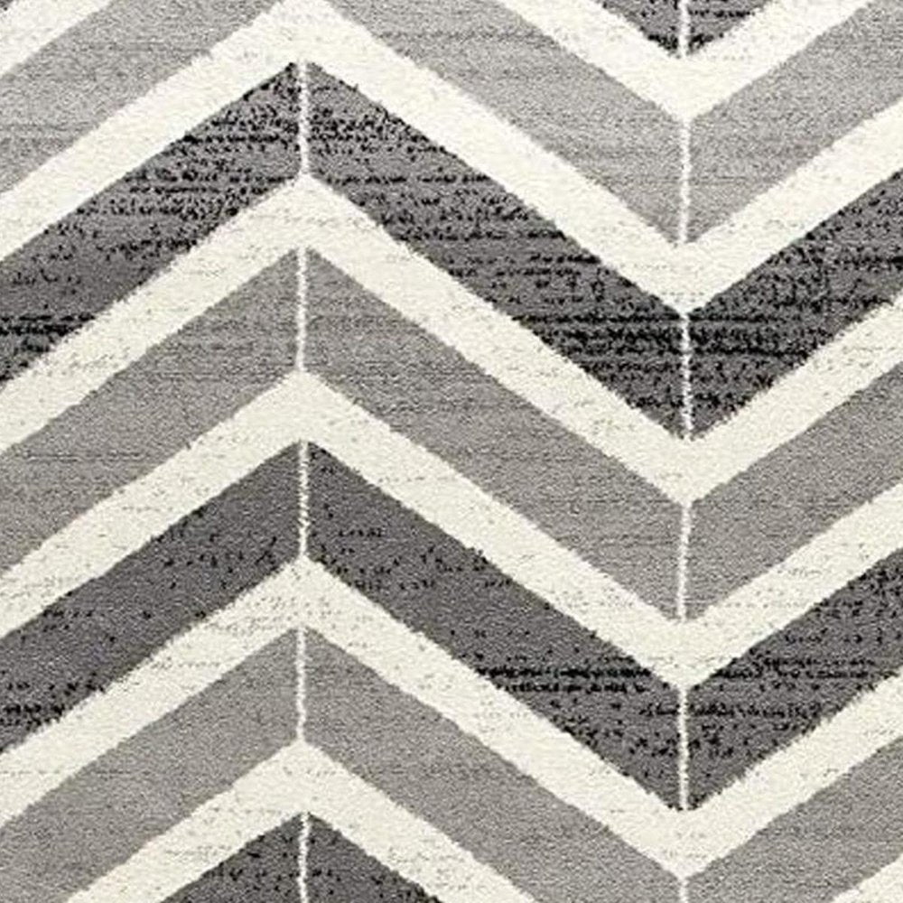 10' Gray Chevron Power Loom Runner Rug