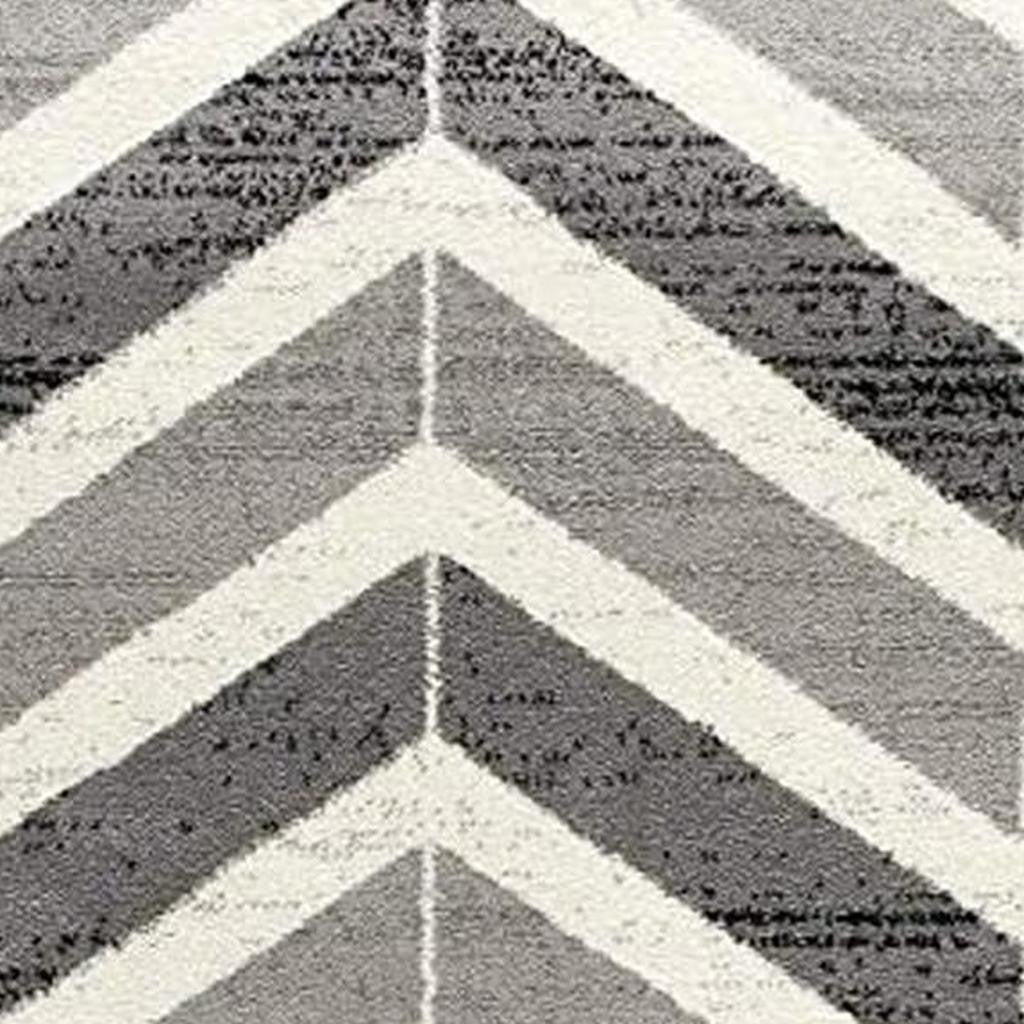 10' Gray Chevron Power Loom Runner Rug