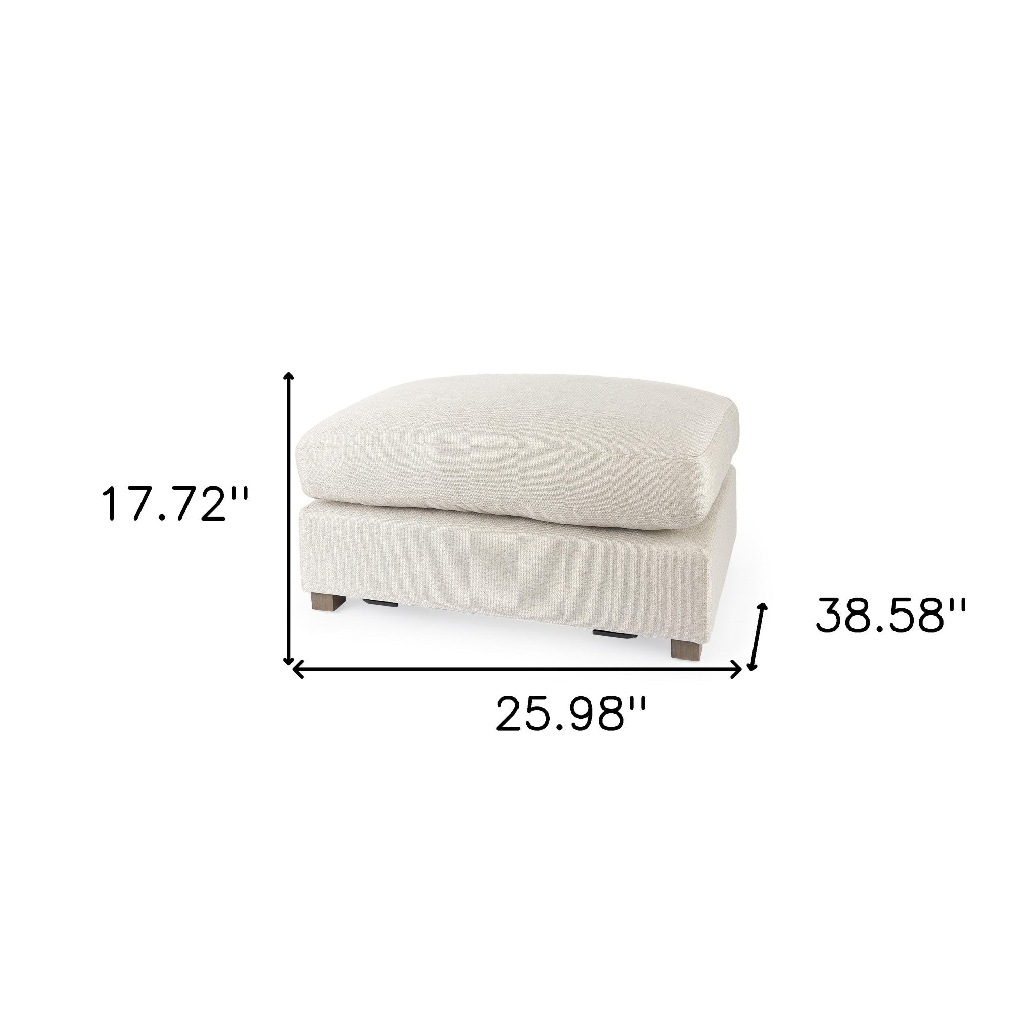 26" Beige Polyester And Brown Cocktail Ottoman