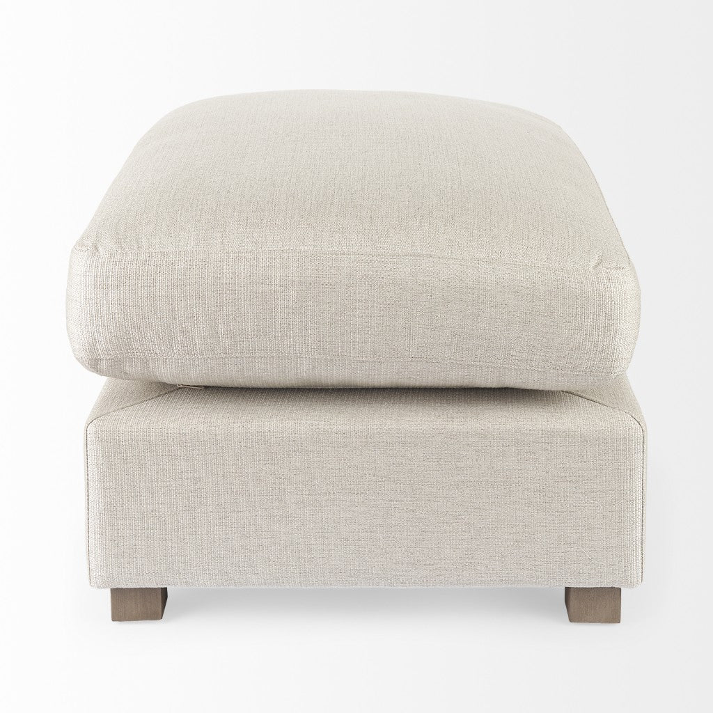 26" Beige Polyester And Brown Cocktail Ottoman