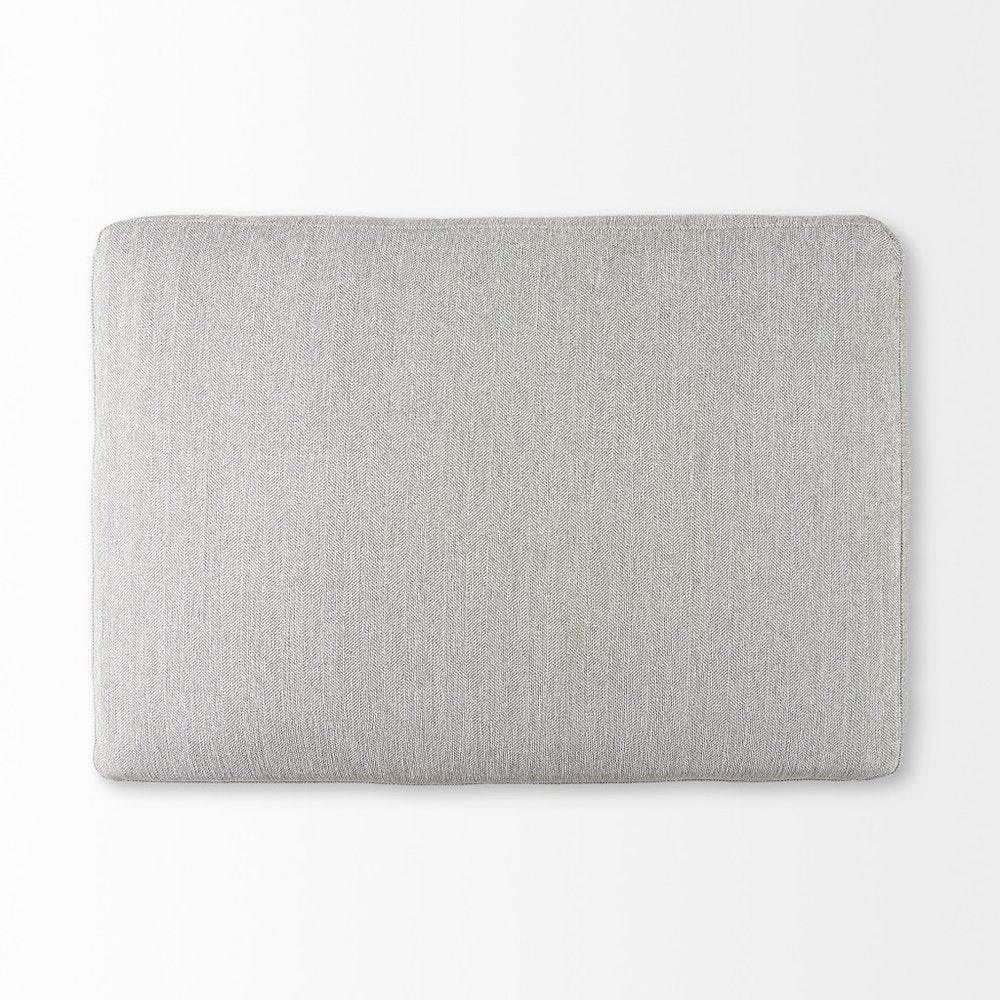 26" Light Gray Fabric and Brown Cocktail Ottoman