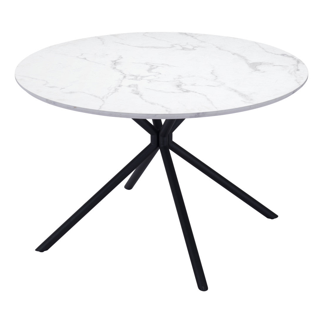 47" White And Black Rounded Steel Dining Table