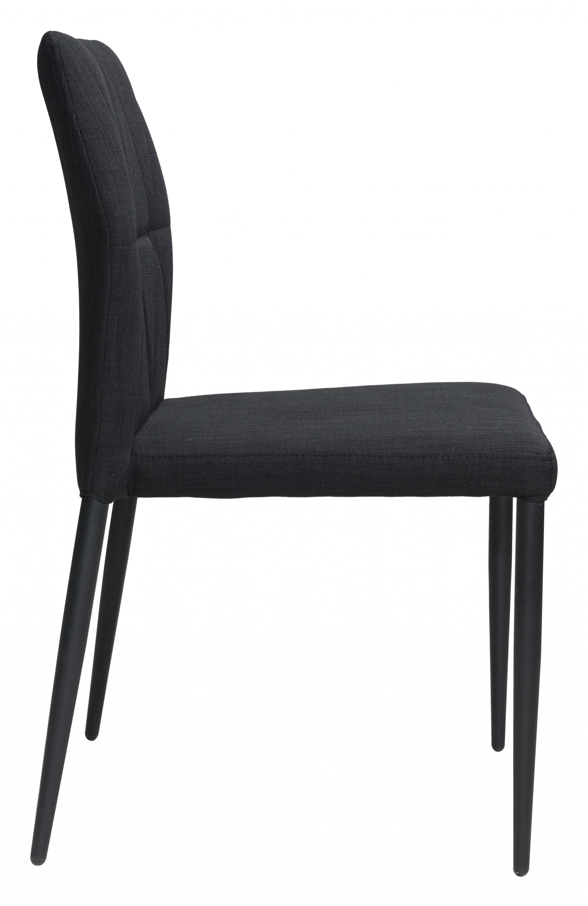 Set of Four Tufted Black Upholstered Fabric Dining Side Chairs