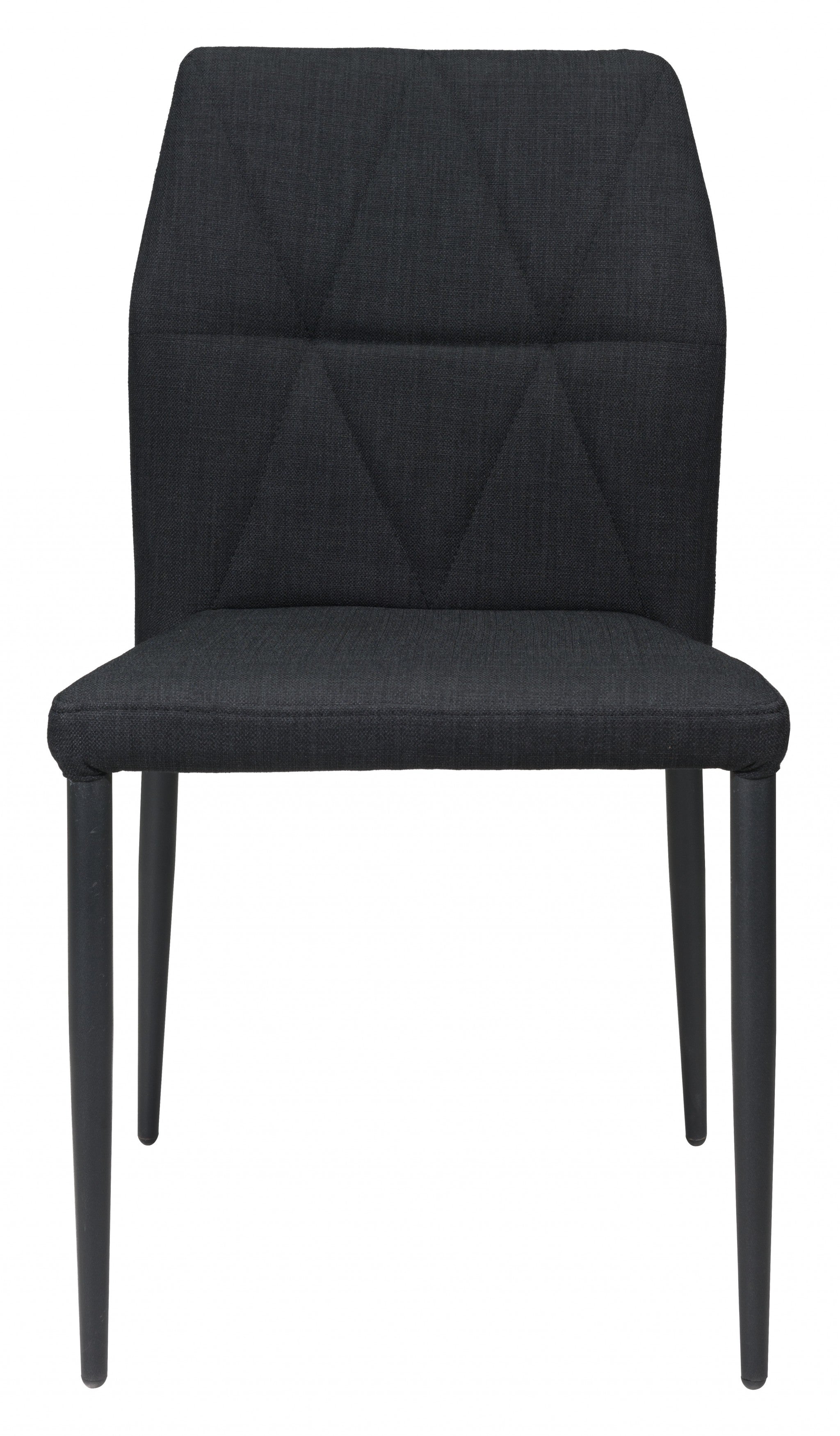 Set of Four Tufted Black Upholstered Fabric Dining Side Chairs