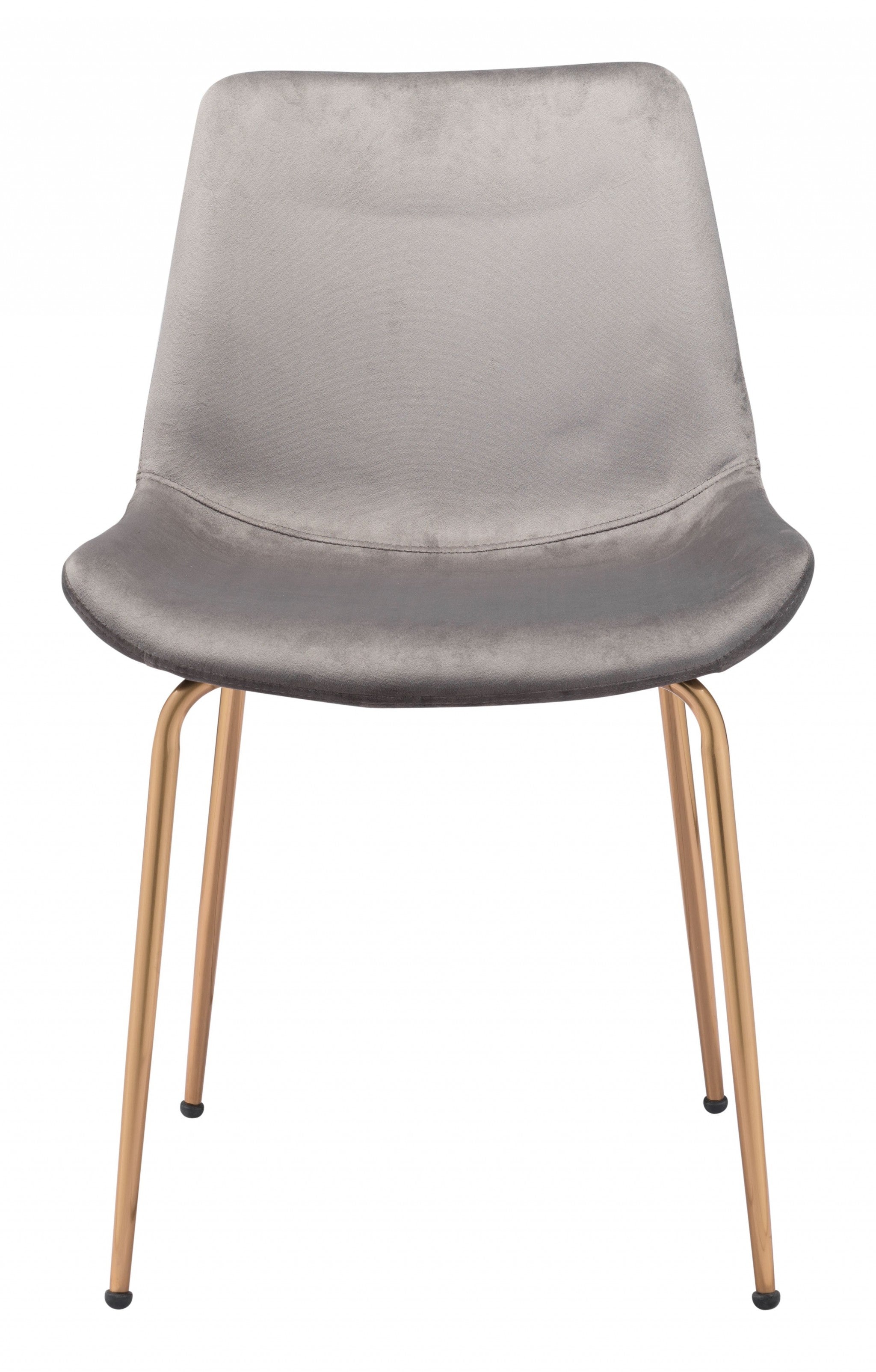 Set of Two Gray and Gold Upholstered Velvet Dining Side Chairs