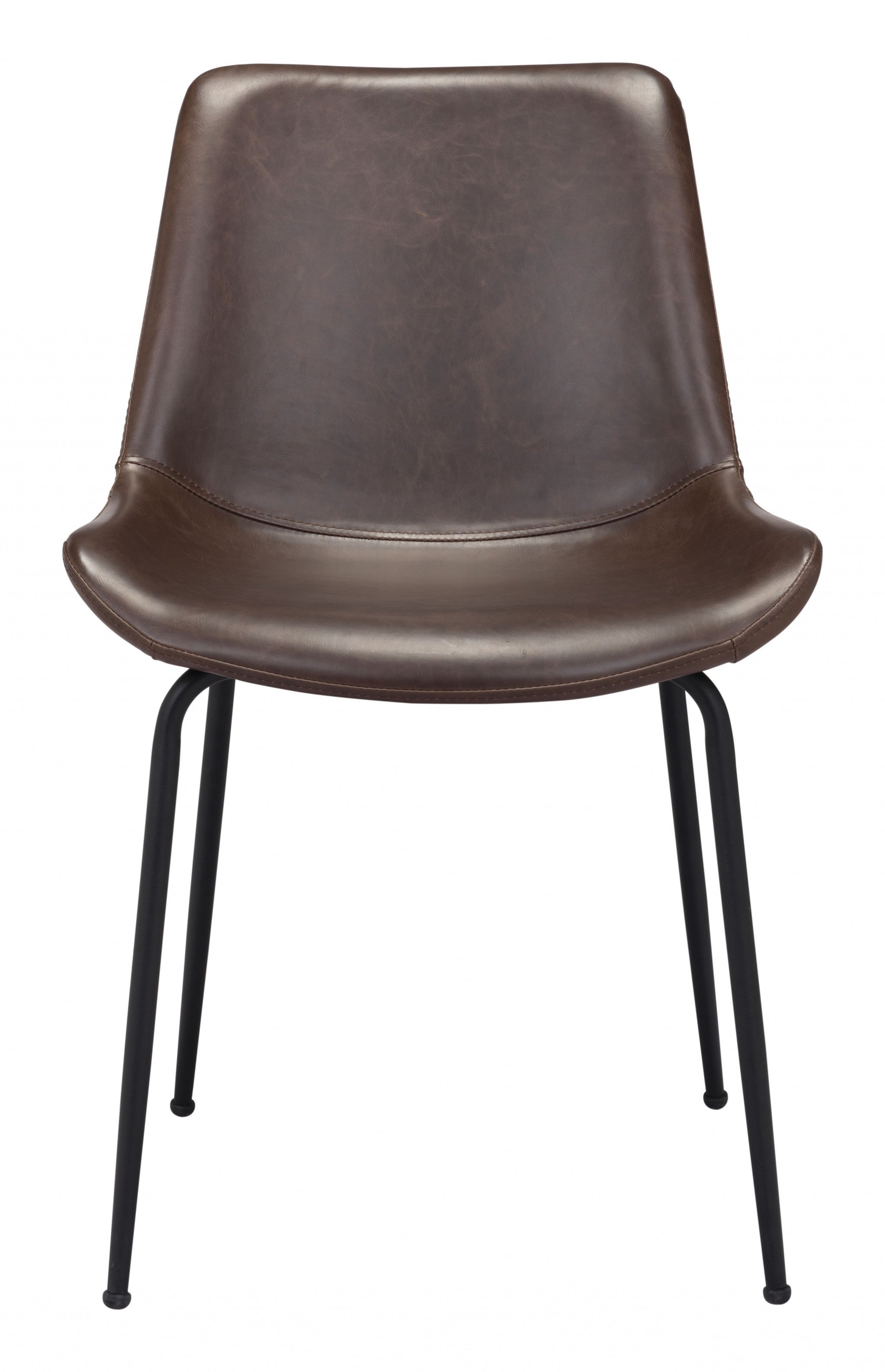 Set of Two Brown And Black Upholstered Faux Leather Dining Side Chairs