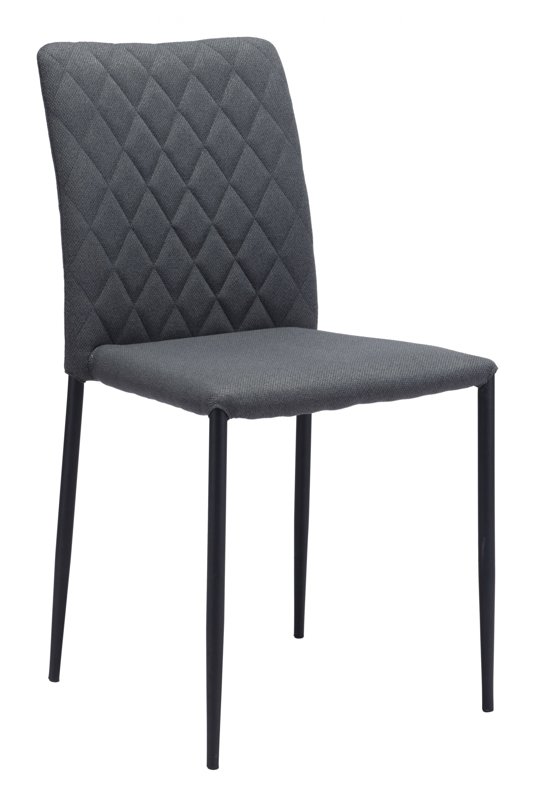 Set of Two Dark Gray Diamond Weave Dining Chairs