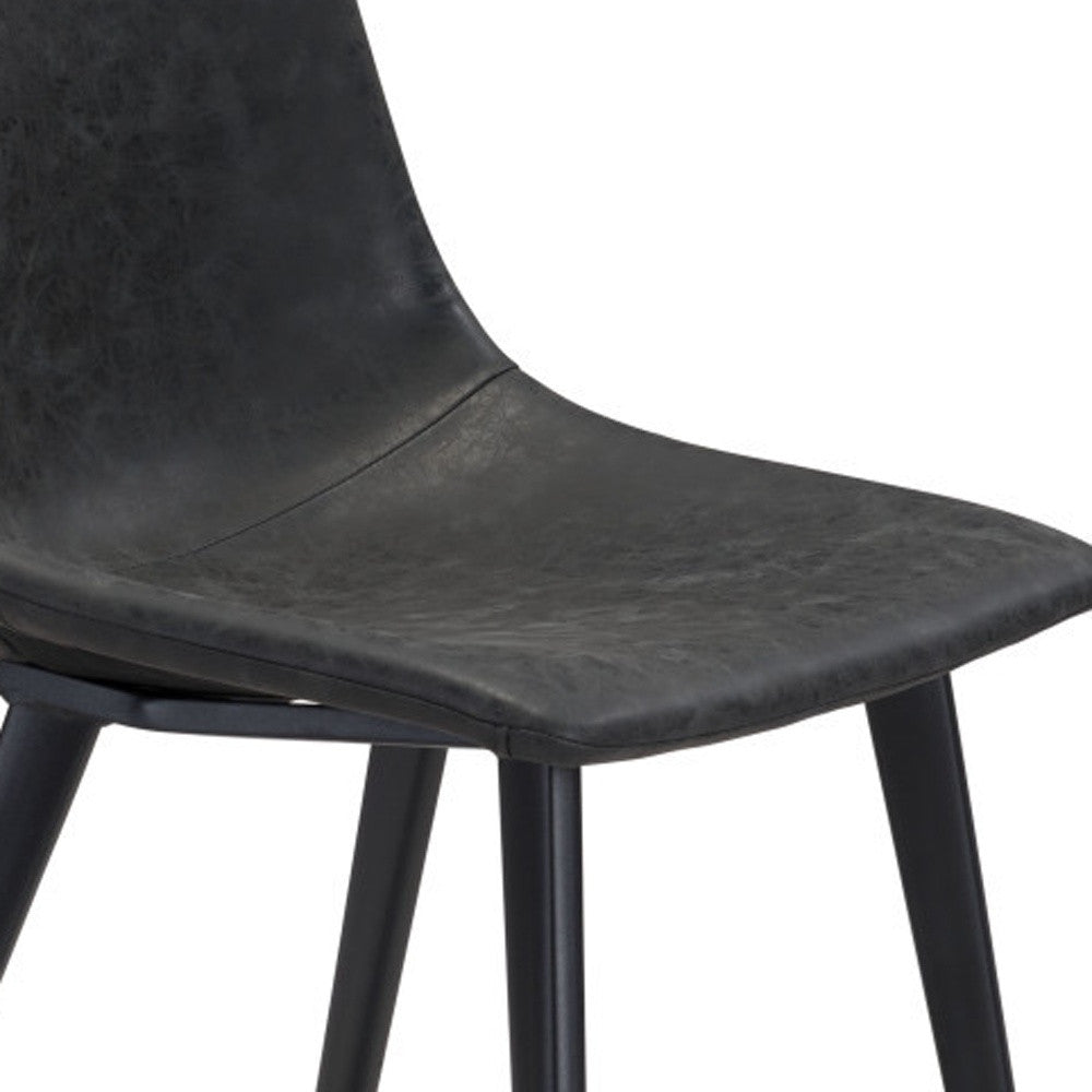 Set of Two Black Upholstered Faux Leather Dining Side chairs