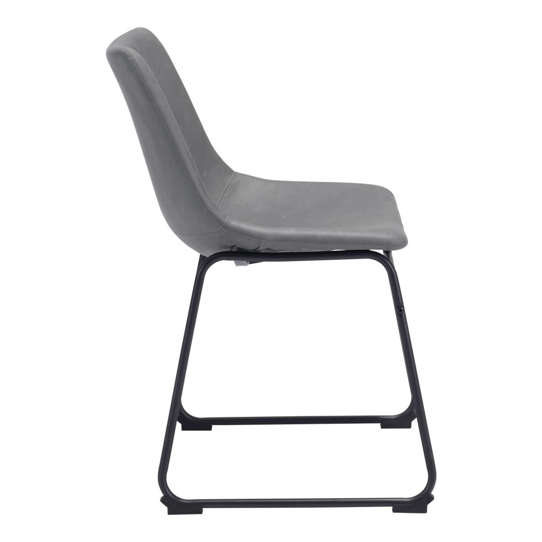 Set of Two Charcoal and Black Upholstered Velvet Dining Side chairs