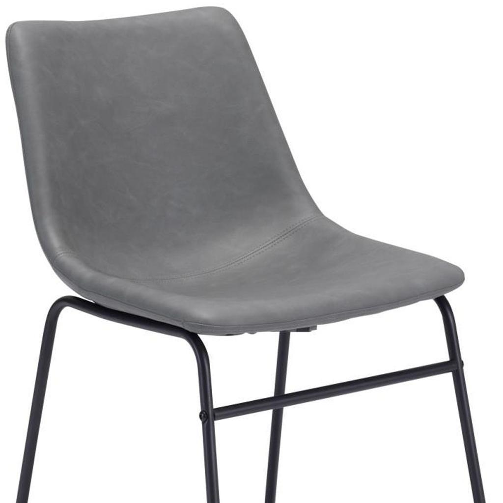 Set of Two Charcoal and Black Upholstered Velvet Dining Side chairs