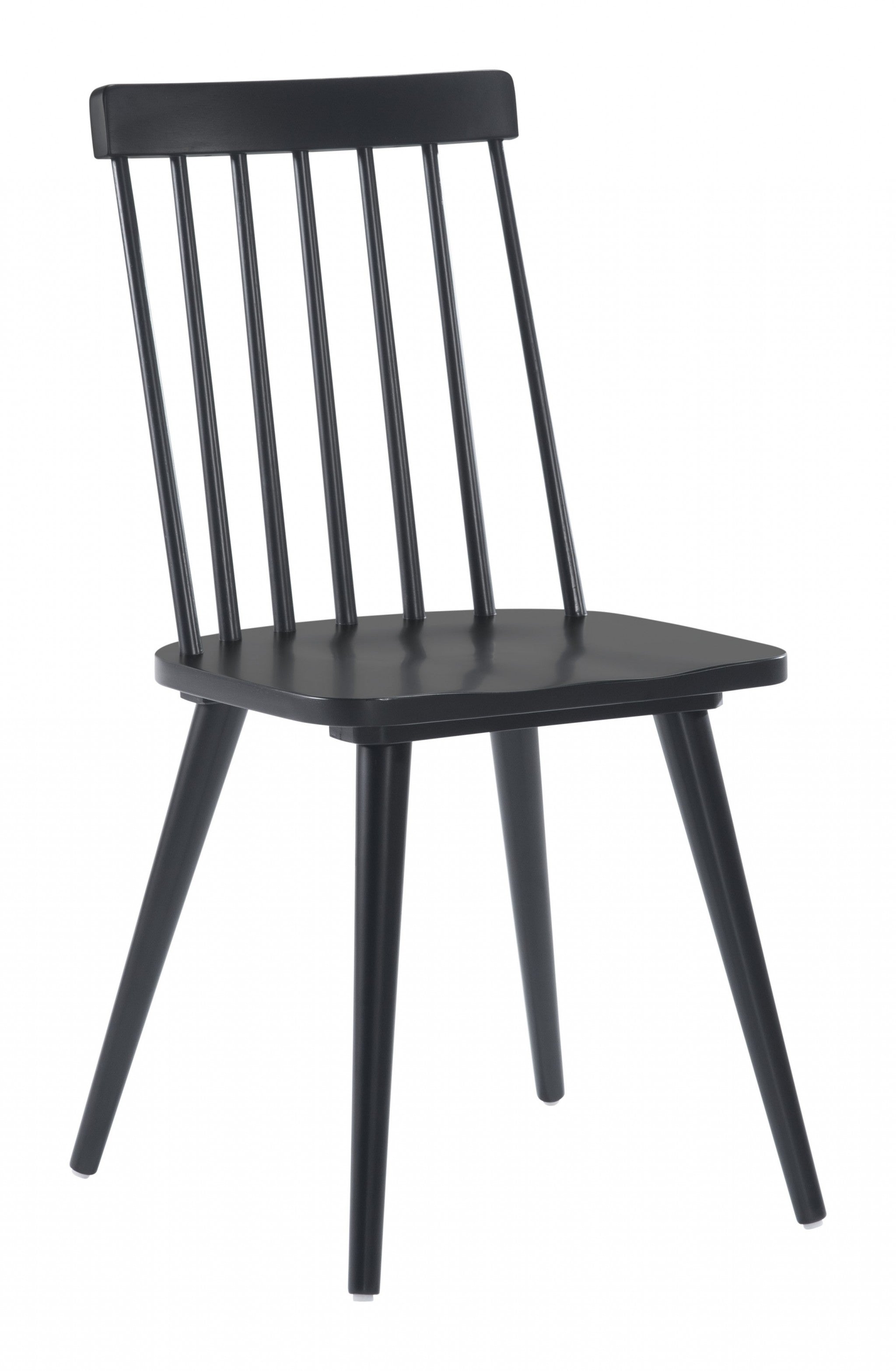 Set of Two Black Wood Windsor Back Dining Side chairs