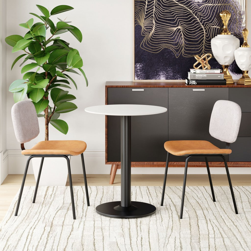 24" Black And White Round End Table