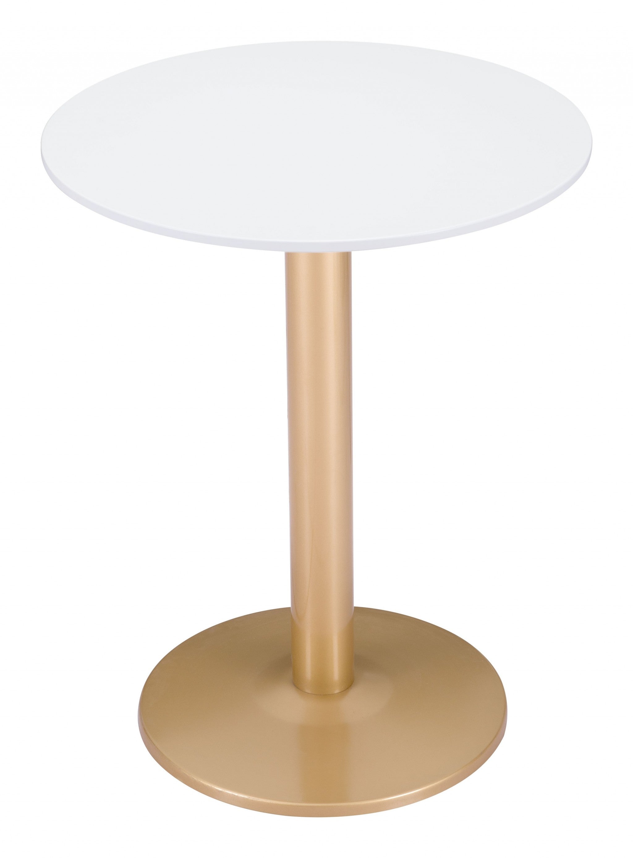 24" Gold And White Round End Table