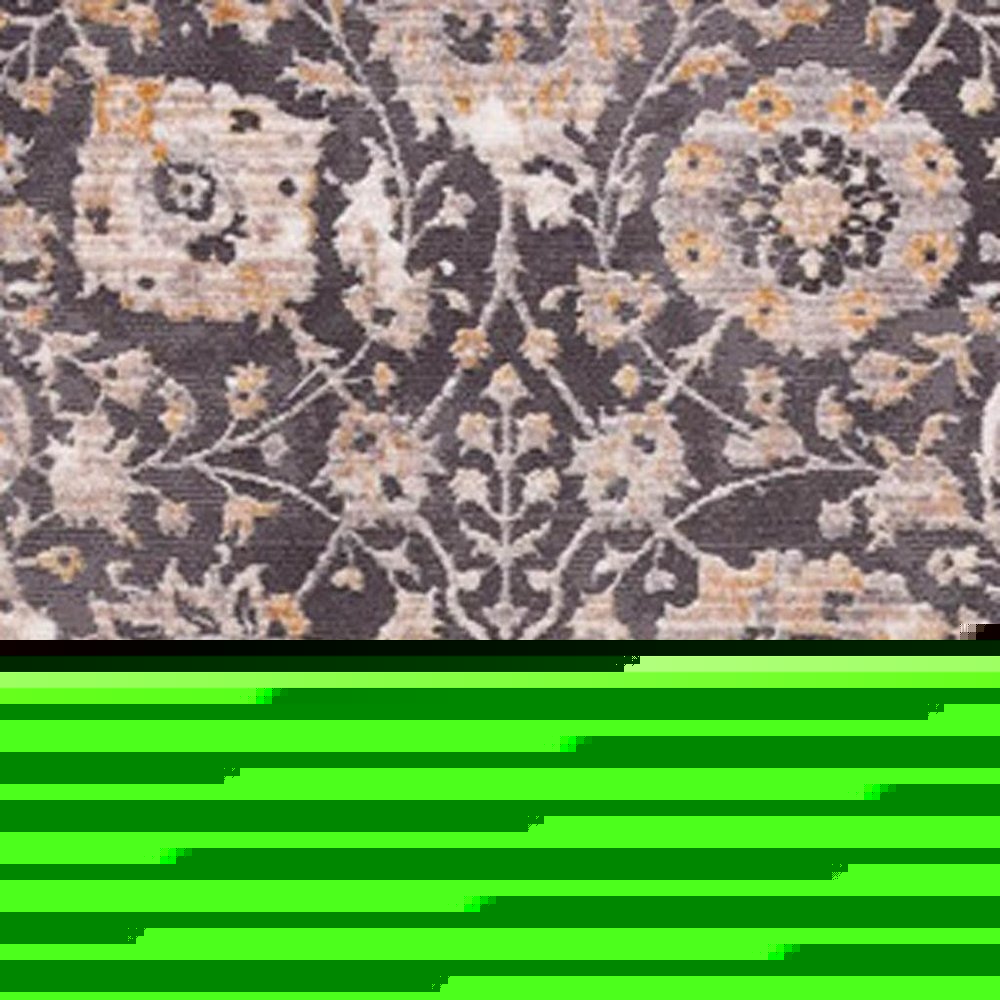 10' Gray And Ivory Oriental Runner Rug