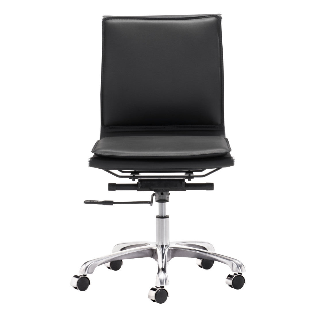 Black and Silver Adjustable Swivel Faux Leather Rolling Executive Office Chair