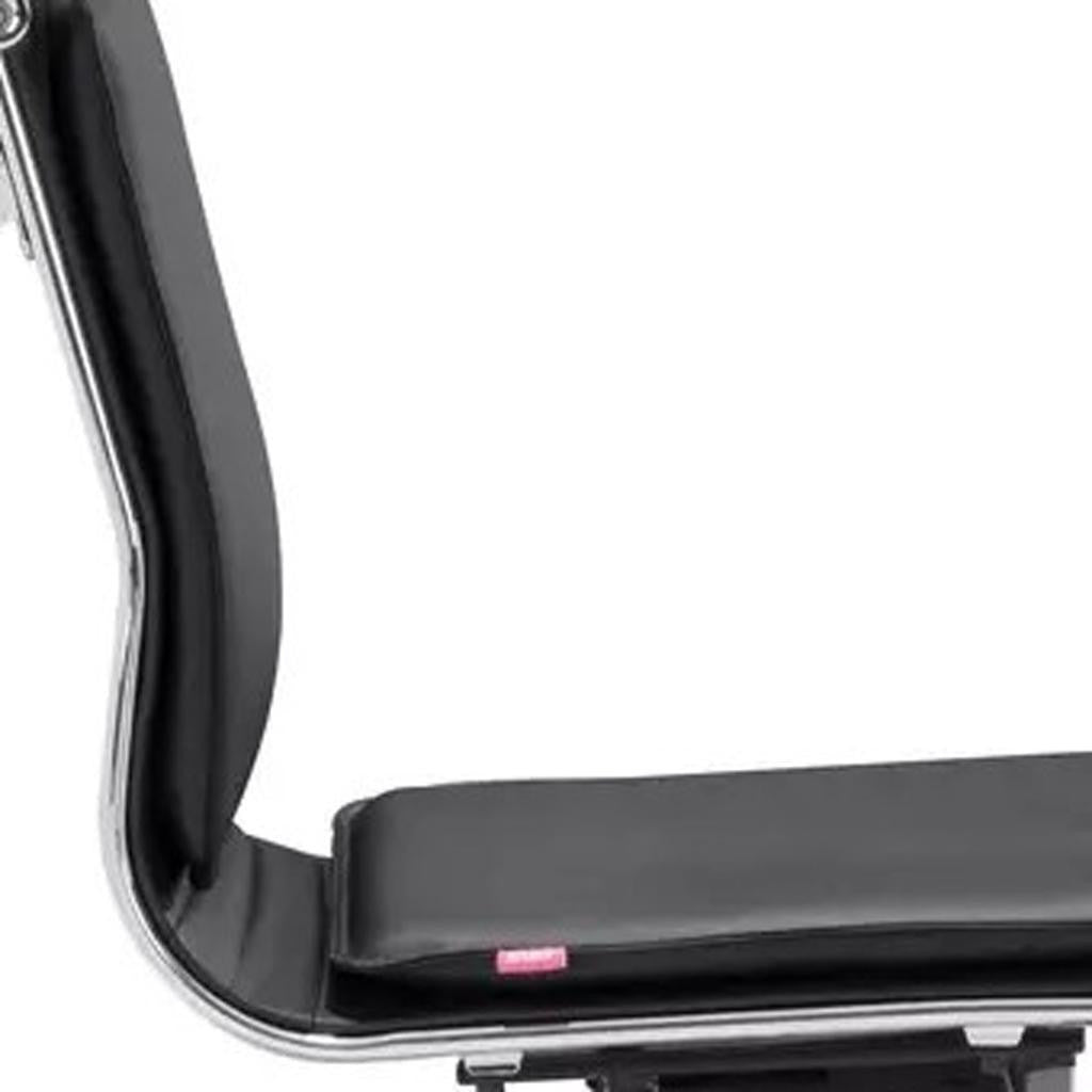 Black and Silver Adjustable Swivel Faux Leather Rolling Executive Office Chair