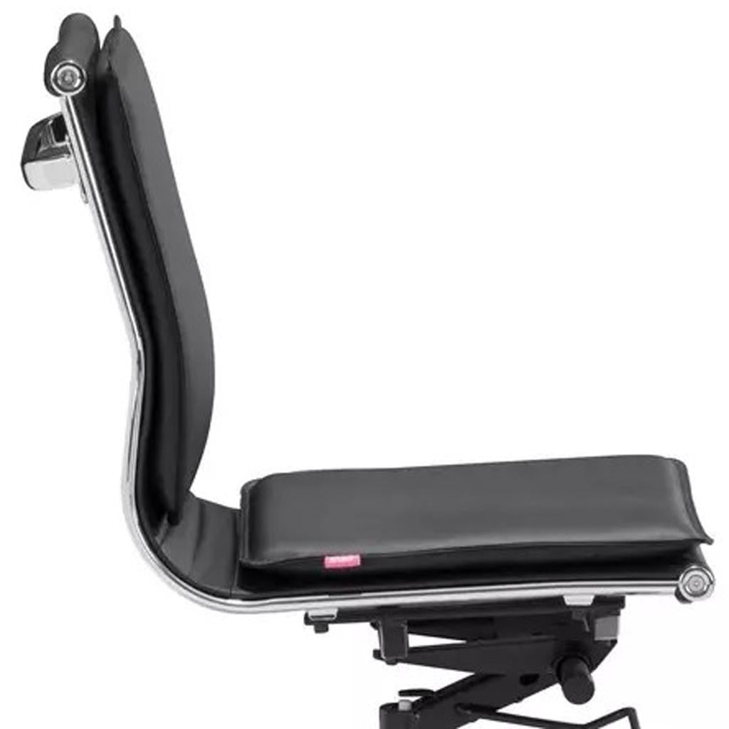 Black and Silver Adjustable Swivel Faux Leather Rolling Executive Office Chair