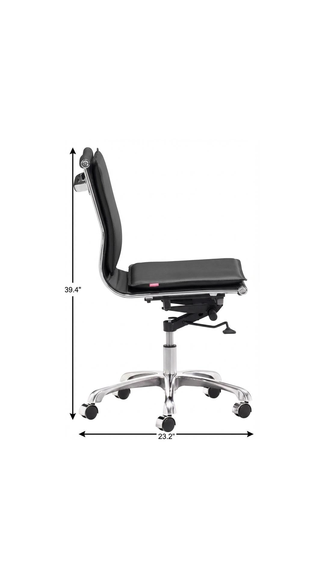 Black and Silver Adjustable Swivel Faux Leather Rolling Executive Office Chair