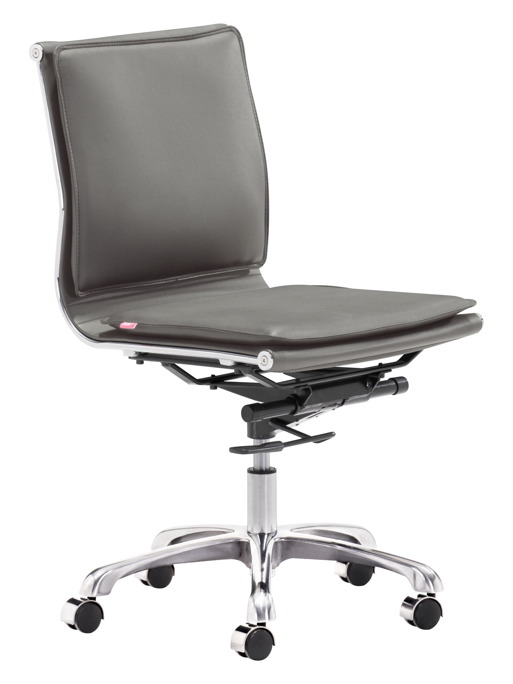 Gray and Silver Adjustable Swivel Faux Leather Rolling Executive Office Chair