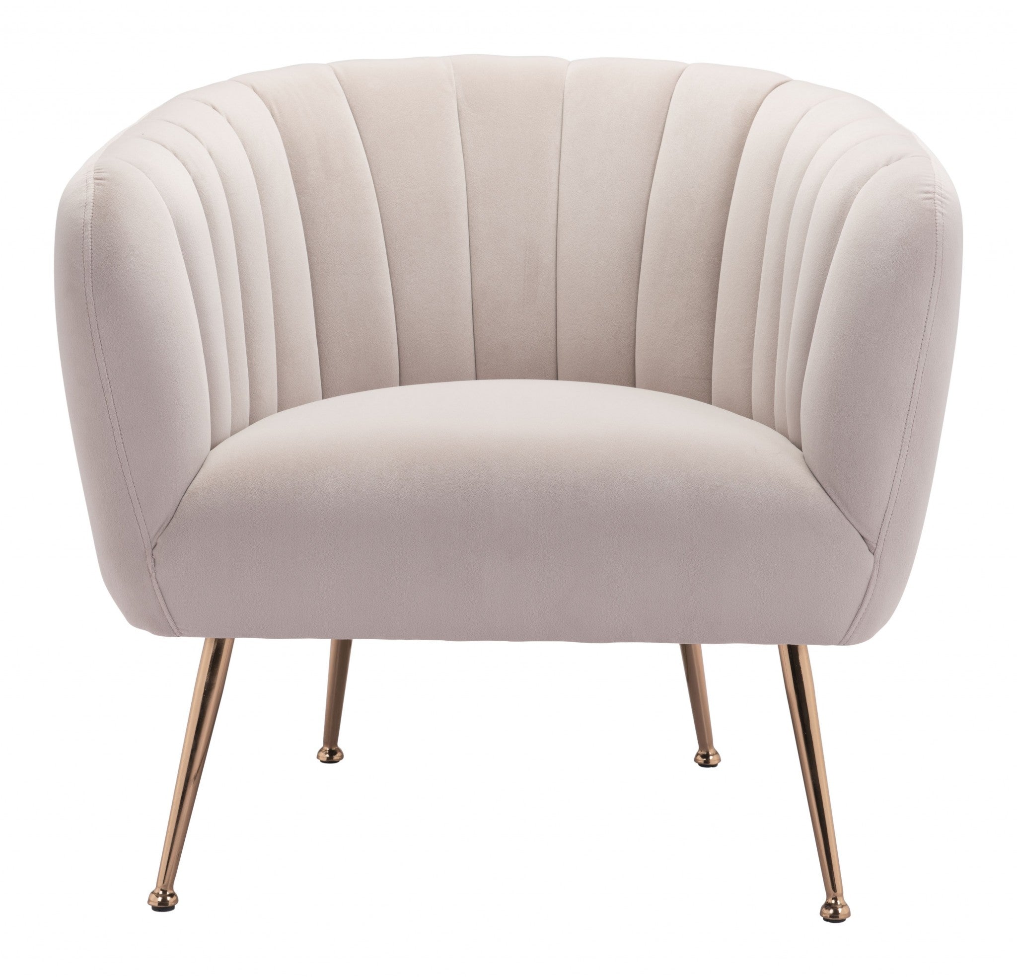 30" Ivory And Gold Fabric Tufted Club Chair