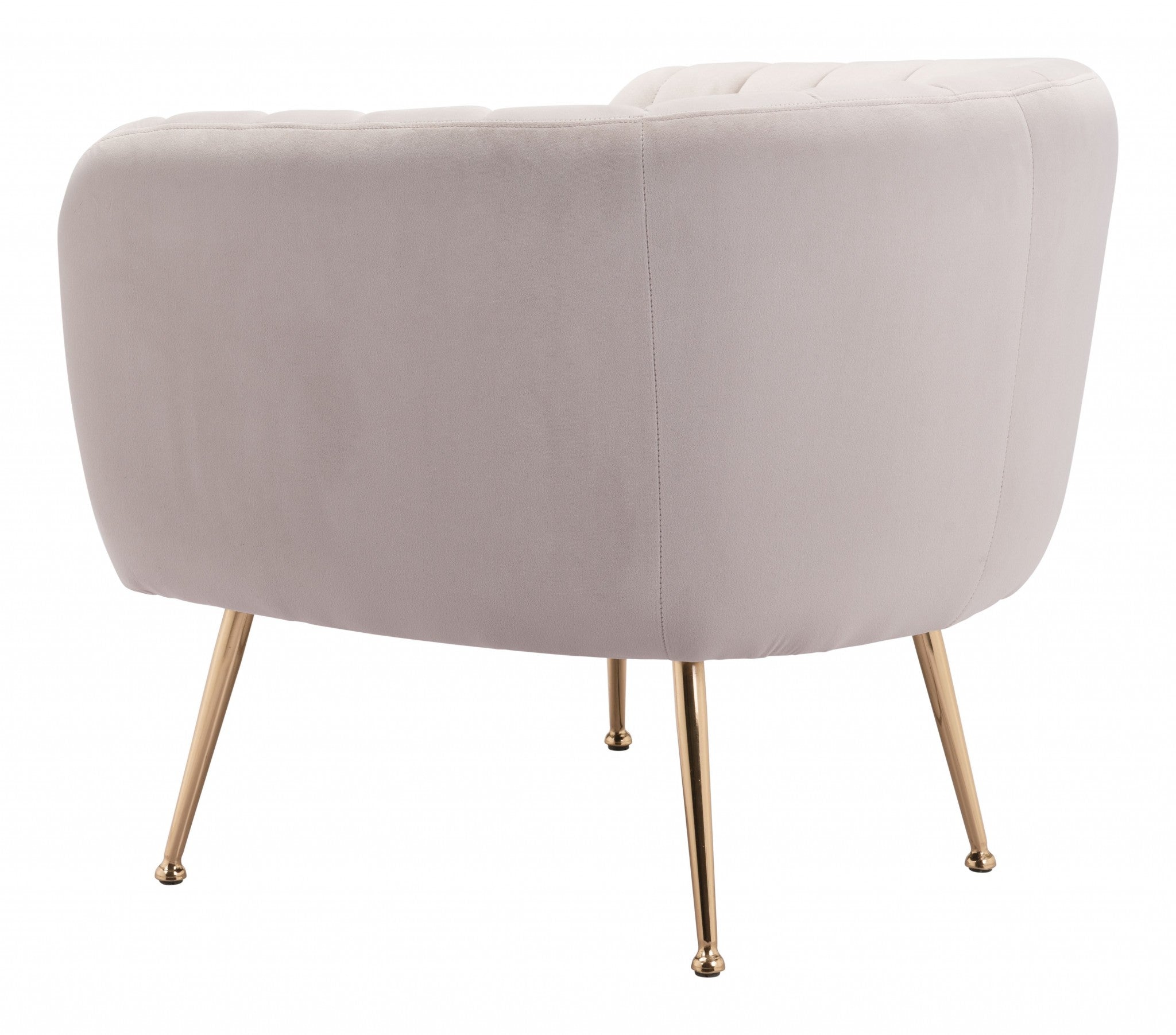 30" Ivory And Gold Fabric Tufted Club Chair